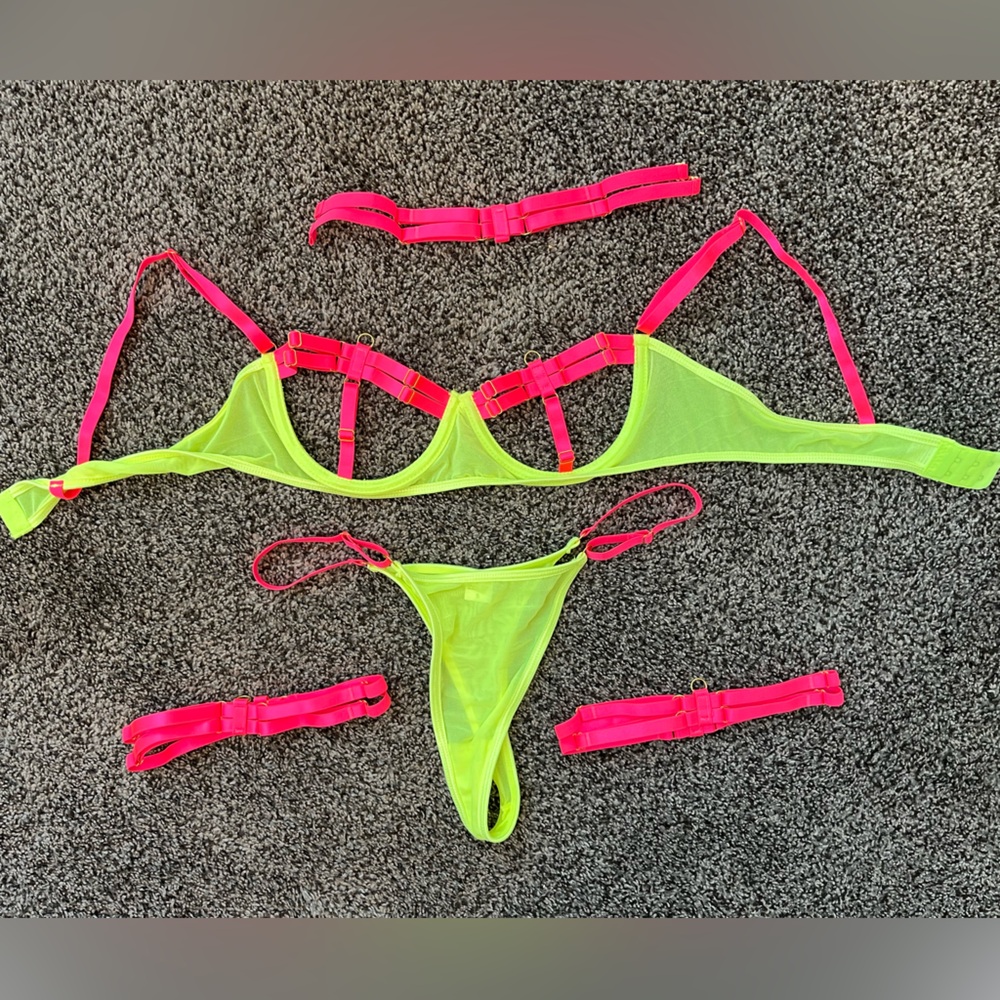 Neon lingerie set NWOT